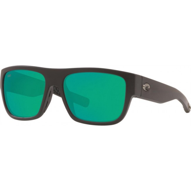 Costa Sampan Sunglasses Matte Black Frame Green Lens