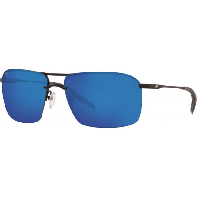 Costa Skimmer Sunglasses Matte Black Frame Blue Lens