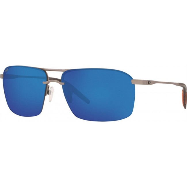 Costa Skimmer Sunglasses Matte Silver Frame Blue Lens