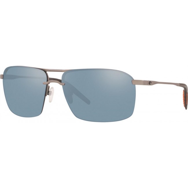 Costa Skimmer Sunglasses Matte Silver Frame Grey Silver Lens