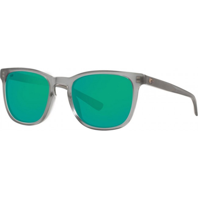 Costa Sullivan Sunglasses Matte Gray Crystal Frame Green Lens