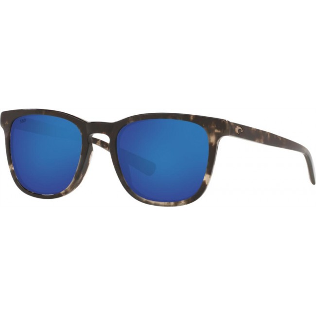 Costa Sullivan Sunglasses Shiny Black Kelp Frame Blue Lens