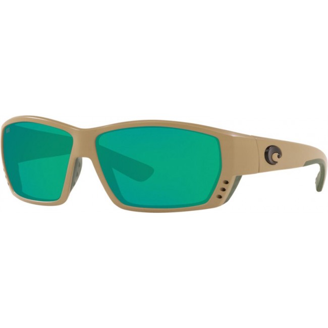 Costa Tuna Alley Sunglasses Matte Sand Frame Green Lens