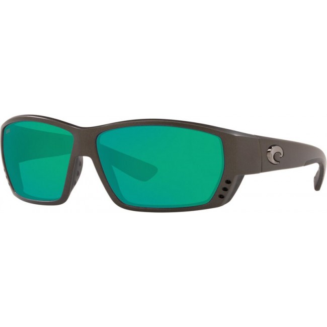 Costa Tuna Alley Sunglasses Matte Steel Gray Metallic Frame Green Lens