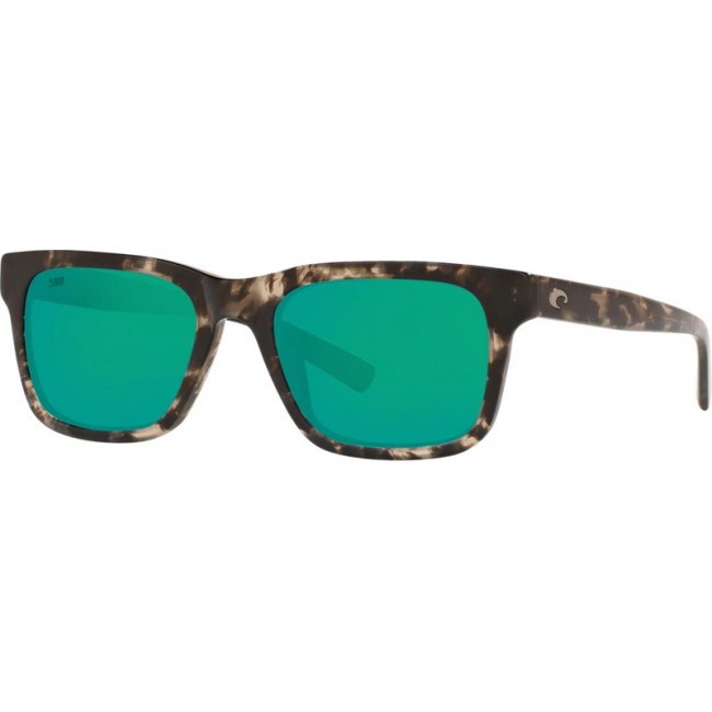 Costa Tybee Sunglasses Shiny Black Kelp Frame Green Lens