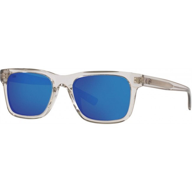 Costa Tybee Sunglasses Shiny Light Gray Crystal Frame Blue Lens