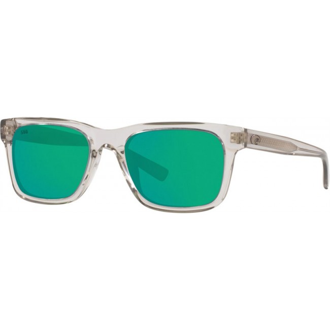 Costa Tybee Sunglasses Shiny Light Gray Crystal Frame Green Lens