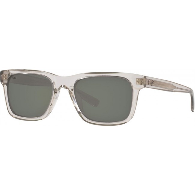 Costa Tybee Sunglasses Shiny Light Gray Crystal Frame Grey Lens