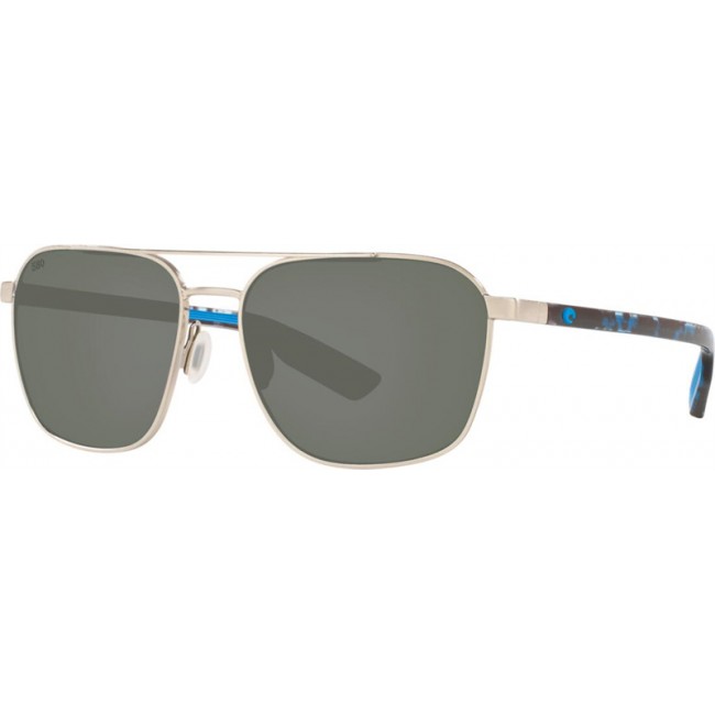 Costa Wader Sunglasses Brushed Silver Frame Grey Lens