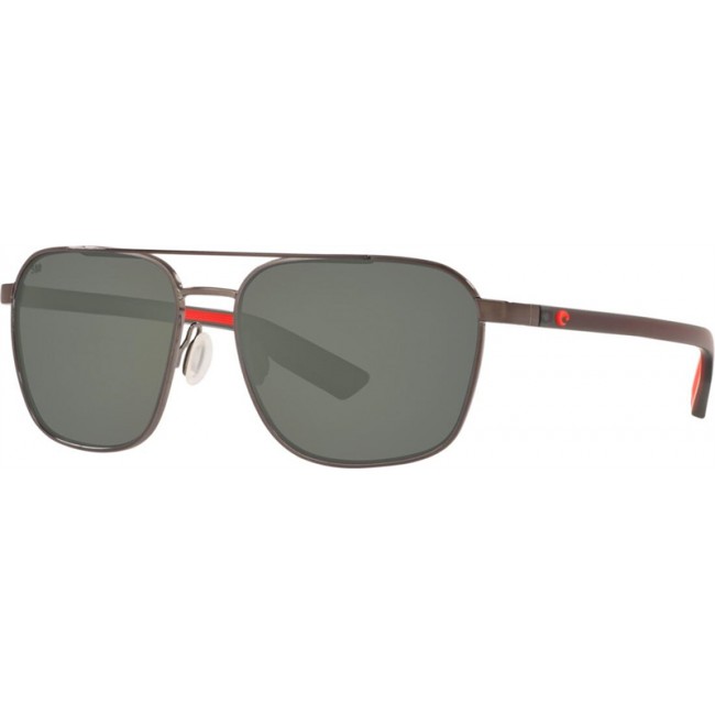 Costa Wader Sunglasses Shiny Dark Gunmetal Frame Grey Lens