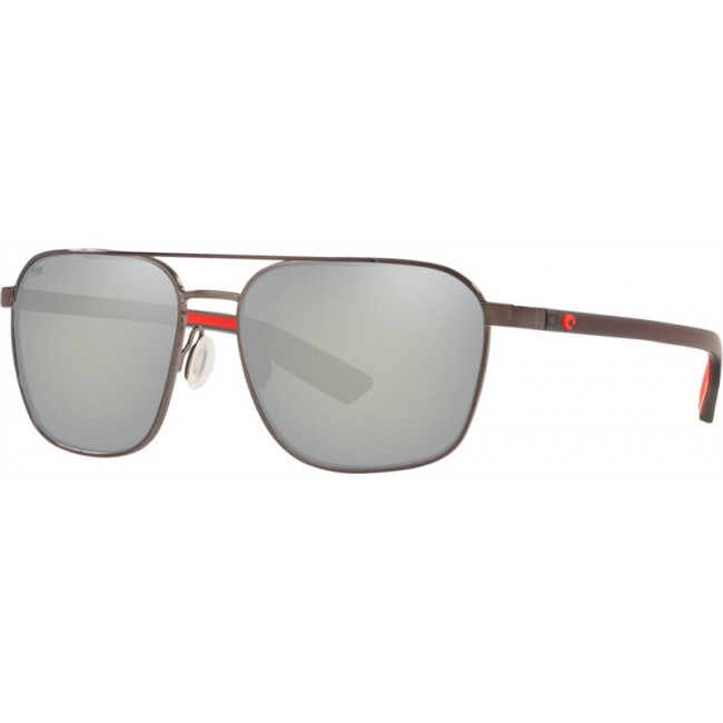 Costa Wader Sunglasses Shiny Dark Gunmetal Frame Grey Silver Lens