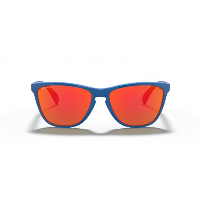Oakley Frogskins Frogskins 35th Anniversary Low Bridge Fit Sunglasses Primary Blue Frame Prizm Ruby Lens