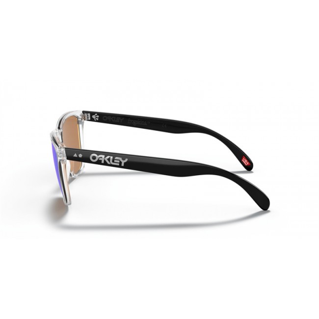 Oakley Frogskins Frogskins 35th Anniversary Low Bridge Fit Sunglasses Polished Clear Frame Prizm Violet Lens
