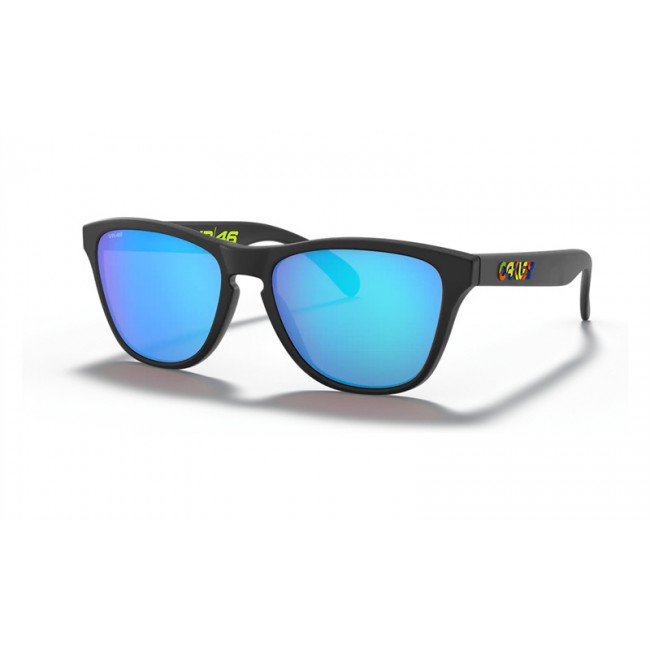 Oakley Frogskins Xs Youth Fit Valentino Rossi Signature Series Sunglasses Polished Black Frame Prizm Sapphire Lens