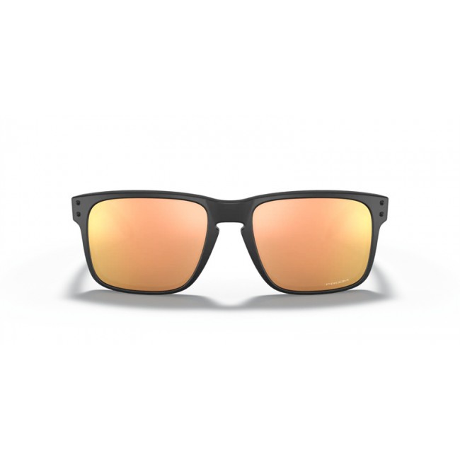 Oakley Holbrook Low Bridge Fit Sunglasses Matte Black Frame Prizm Rose Gold Lens