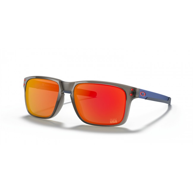 Oakley Holbrook Mix Team USA Collection Sunglasses Team Usa Matte Grey Ink Frame Prizm Ruby Lens