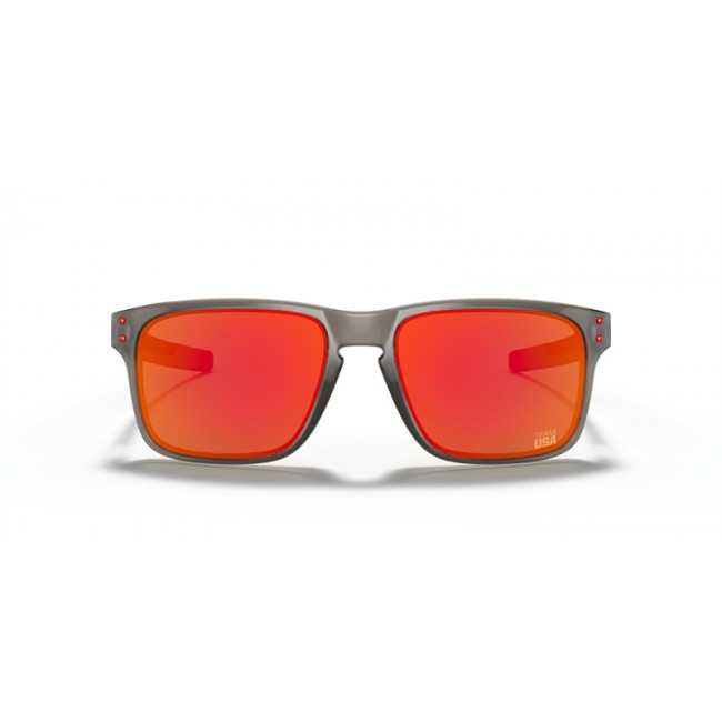 Oakley Holbrook Mix Team USA Collection Sunglasses Team Usa Matte Grey Ink Frame Prizm Ruby Lens