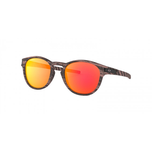 Oakley Latch Latch Low Bridge Fit Woodtstain Collection Sunglasses Rosewood Frame Prizm Ruby Lens