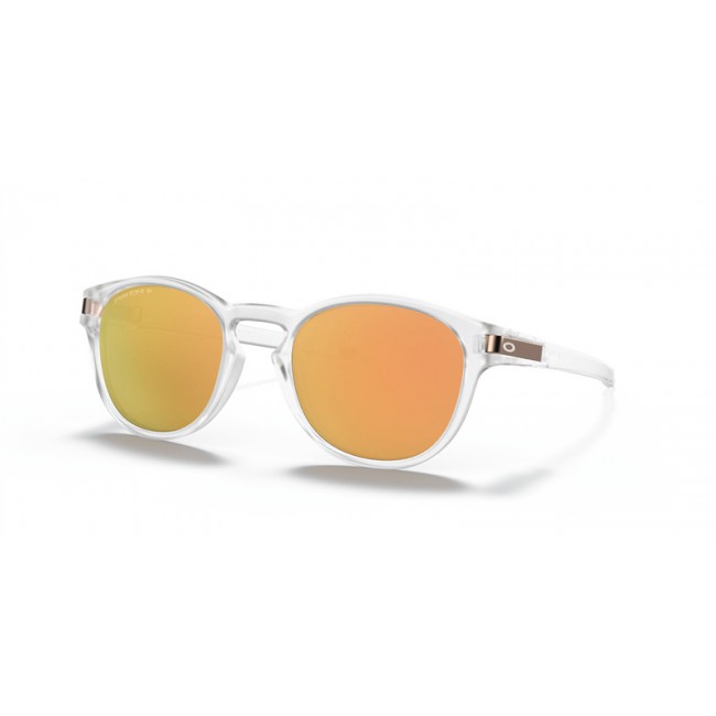 Oakley Latch Low Bridge Fit Sunglasses Matte Clear Frame Prizm Rose Gold Polarized Lens