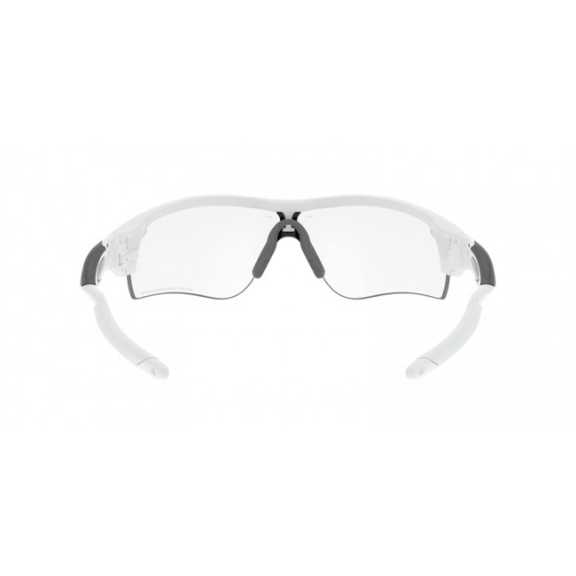 Oakley RadarLock Path Low Bridge Fit Sunglasses White Frame Clear To Black Iridium Photochromic Lens