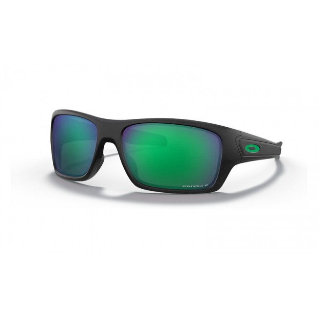 Oakley Turbine Sunglasses Matte Black Frame Prizm Jade Polarized Lens