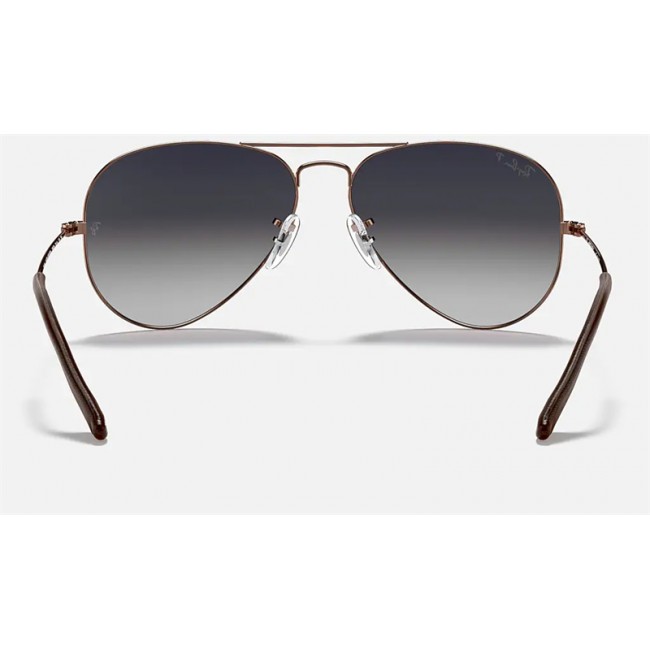 Ray Ban Aviator Collection RB3025 Sunglasses Bronze-Copper Frame Polarized Blue/Grey Gradient Lens