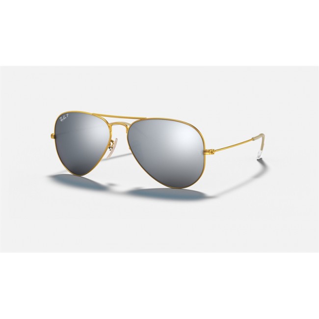 Ray Ban Aviator Flash Lenses RB3025 Sunglasses Silver Flash Gold