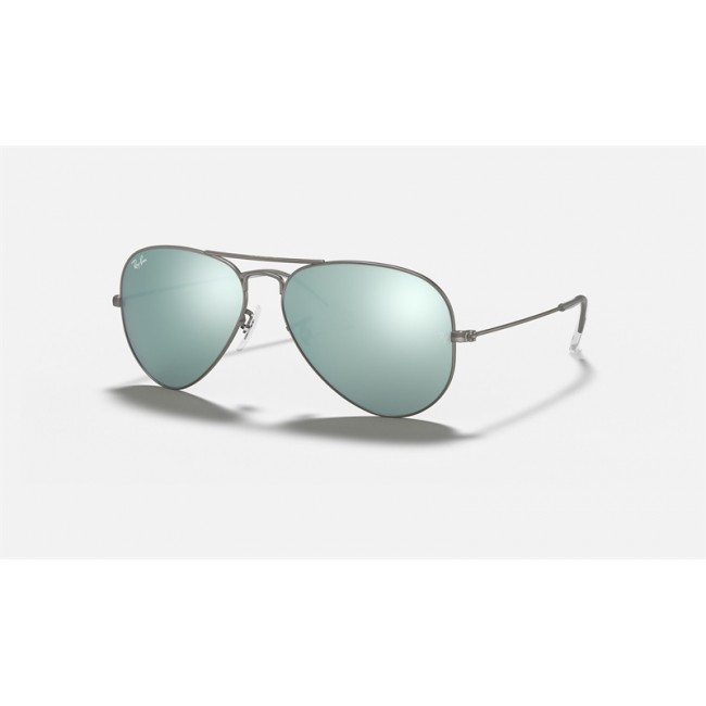 Ray Ban Aviator Flash Lenses RB3025 Sunglasses Silver Flash Gunmetal