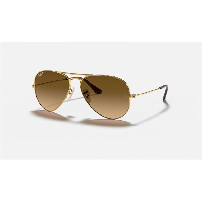 Ray Ban Aviator Gradient RB3025 Sunglasses Brown Gradient Gold With Black