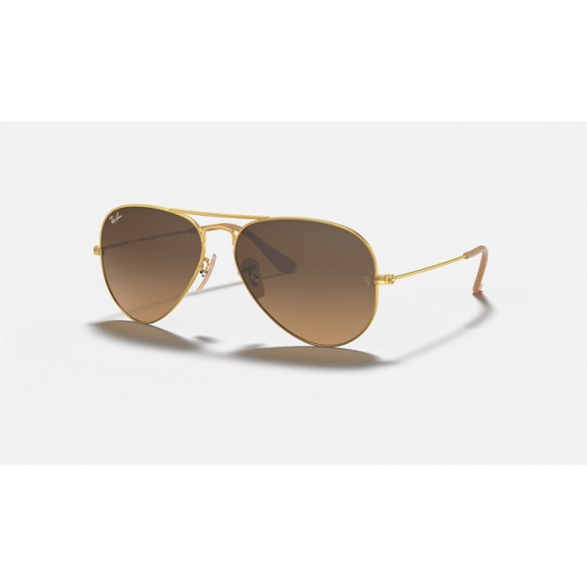 Ray Ban Aviator Gradient RB3025 Sunglasses Brown Polarized Gradient Gold With Black