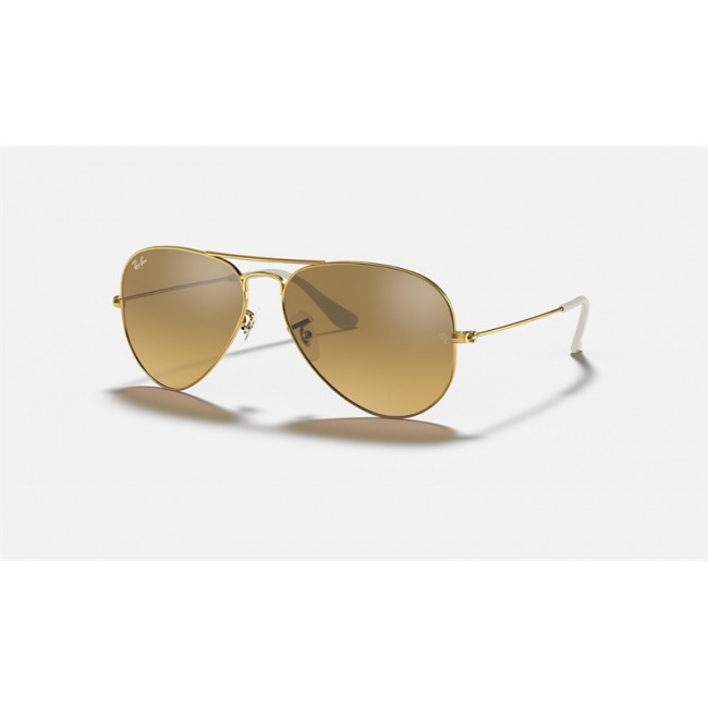 Ray Ban Aviator Gradient RB3025 Sunglasses Brown/Silver Mirror Gold
