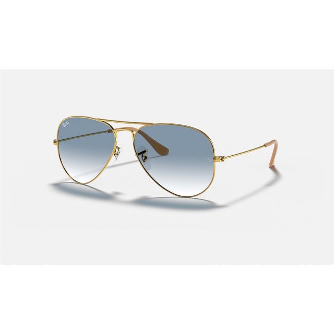 Ray Ban Aviator Gradient RB3025 Sunglasses Light Blue Gradient Gold