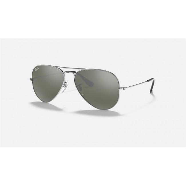Ray Ban Aviator Mirror RB3025 Sunglasses Silver Gradient Mirror Silver With Black