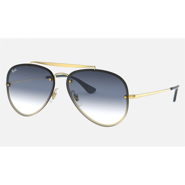 Ray Ban Blaze Aviator RB3584 Sunglasses Blue Gradient Mirror Gold With Black