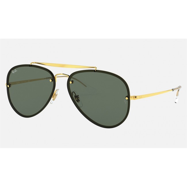 Ray Ban Blaze Aviator RB3584 Sunglasses Green Classic Gold