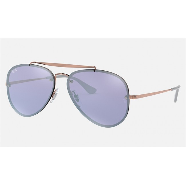 Ray Ban Blaze Aviator RB3584 Sunglasses Violet Mirror Bronze-Copper