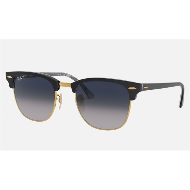 Ray Ban Clubmaster Collection RB3016 Sunglasses Polarized Gradient + Black Frame Blue/Grey Gradient Lens
