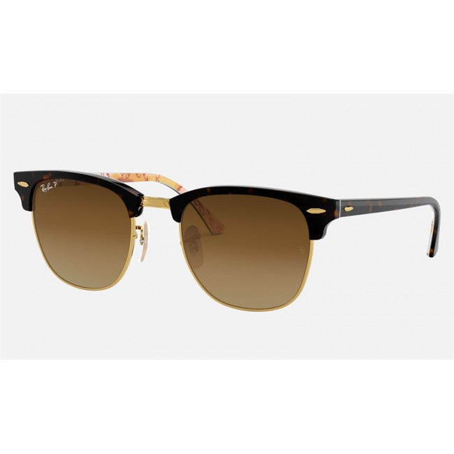 Ray Ban Clubmaster Collection RB3016 Sunglasses Polarized Gradient + Tortoise Frame Brown Gradient Lens