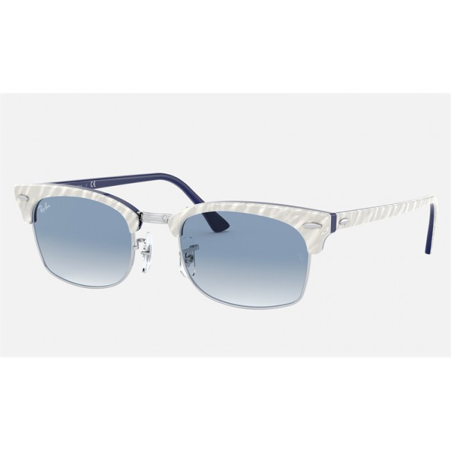 Ray Ban Clubmaster Square RB3916 Sunglasses Gradient + Wrinkled Light Grey Frame Light Blue Gradient Lens