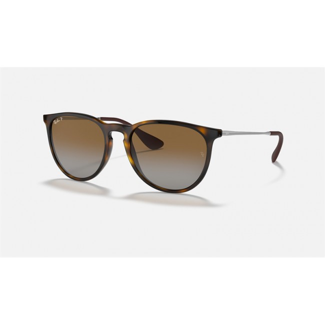 Ray Ban Erika Classic Low Bridge Fit RB4171 Sunglasses Polarized Gradient + Tortoise Frame Brown Gradient Lens