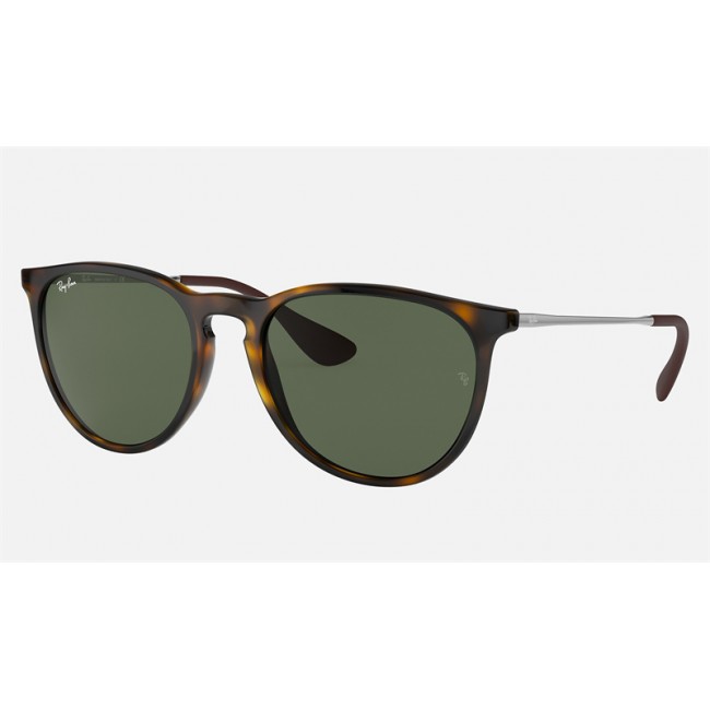 Ray Ban Erika Classic RB4171 Sunglasses Classic + Tortoise Frame Green Classic Lens