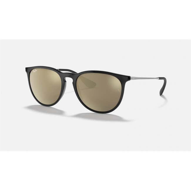 Ray Ban Erika Color Mix Low Bridge Fit RB4171 Sunglasses Mirror + Black Frame Gold Mirror Lens