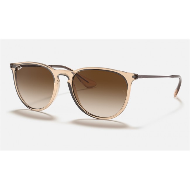Ray Ban Erika Color Mix Low Bridge Fit RB4171 Sunglasses Gradient + Shiny Transparent Brown Frame Brown Gradient Lens