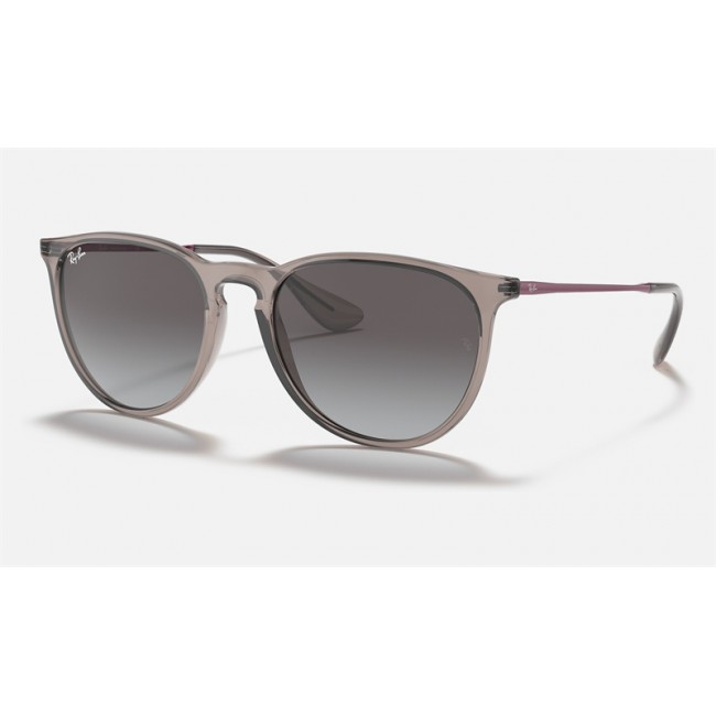 Ray Ban Erika Color Mix Low Bridge Fit RB4171 Sunglasses Gradient + Shiny Transparent Grey Frame Grey Gradient Lens