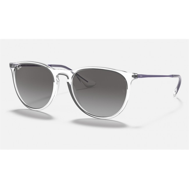 Ray Ban Erika Color Mix Low Bridge Fit RB4171 Sunglasses Gradient + Shiny Transparent Frame Grey Gradient Lens
