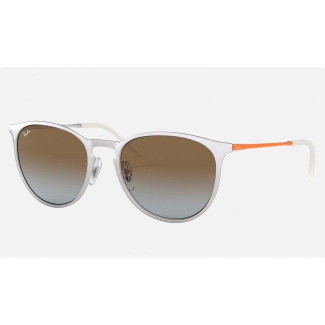 Ray Ban Erika Metal RB3539 Sunglasses White Orange Frame Brown Gradient Lens