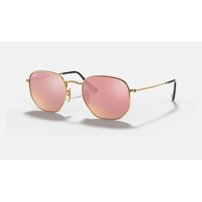 Ray Ban Hexagonal Flat Lenses RB3548 Sunglasses Gradient Flash + Gold Frame Copper Flash Lens