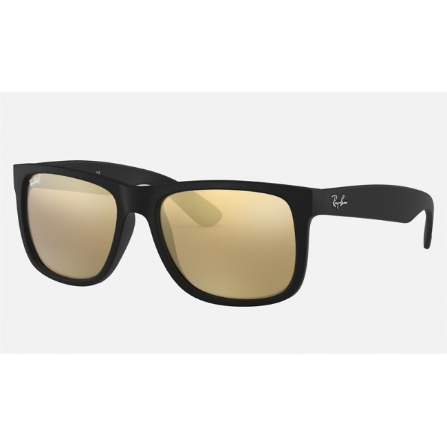 Ray Ban Justin Color Mix Low Bridge Fit RB4165 Sunglasses Mirror + Black Frame Gold Mirror Lens