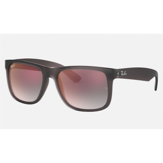Ray Ban Justin Flash Gradient Lenses RB4165 Sunglasses Gradient Mirror + Grey Frame Grey Gradient Mirror Lens