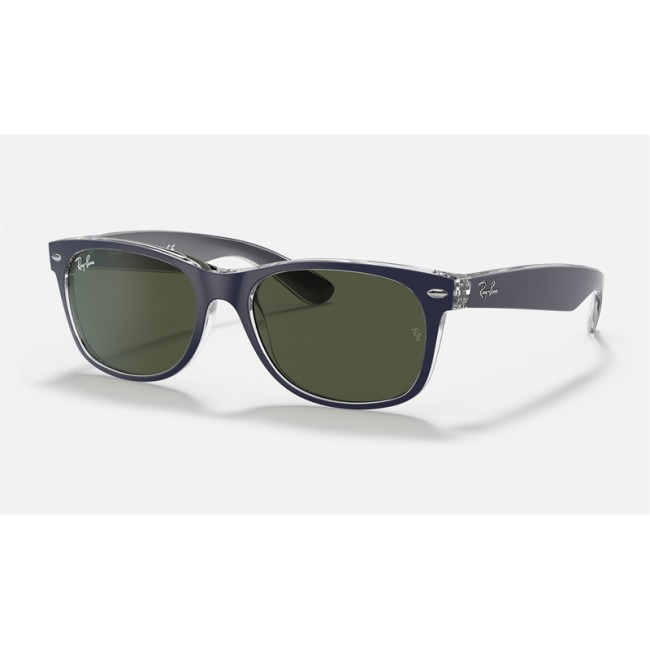 Ray Ban New Wayfarer Bicolor RB2132 Sunglasses Classic G-15 + Blue Frame Green Classic G-15 Lens